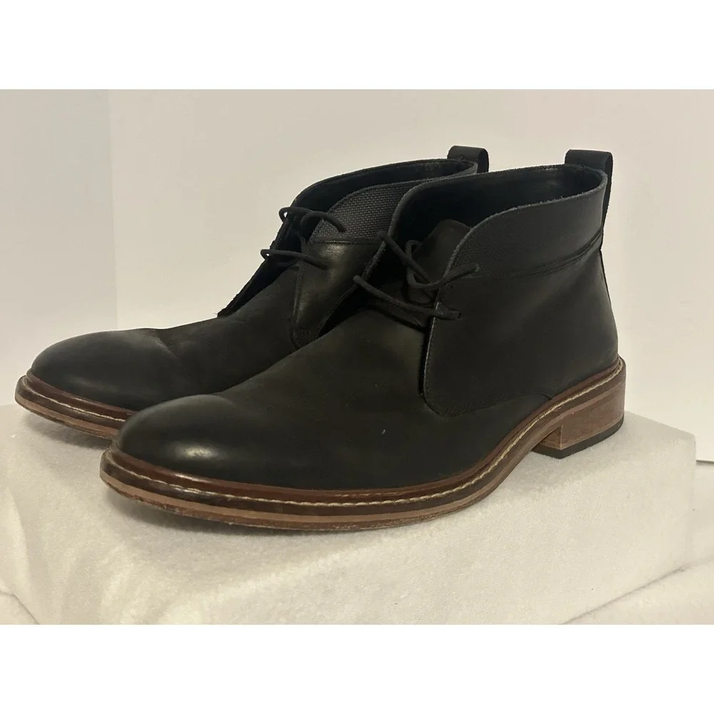 COLE HAAN Colton Chukka Boots Black Leather C20111 Men's Size 10 M Leather